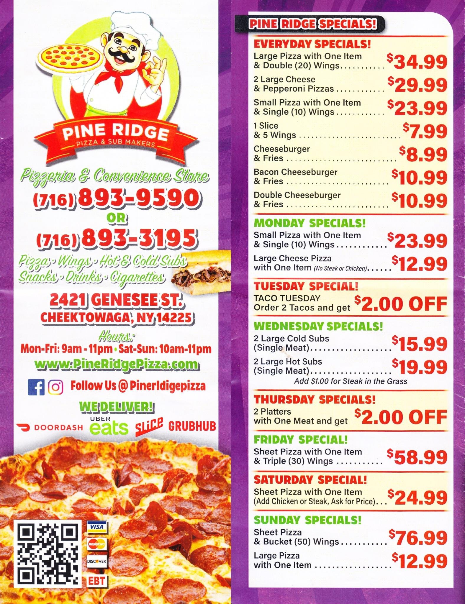 Pine Ridge Menu Page 1